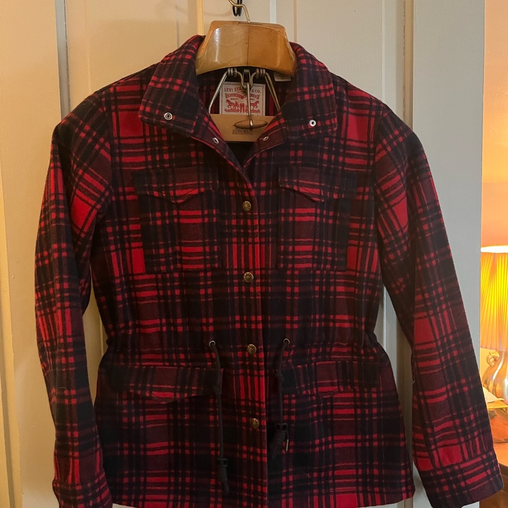 Levi’s Women's Red Plaid Wool Coat/Jacket